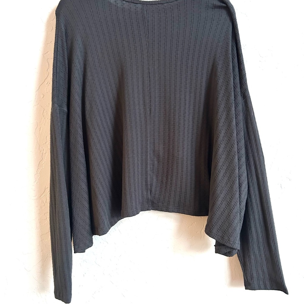 Women's Long Sleeve Waffle Lounge top - Charcoal - Picture 6 of 7